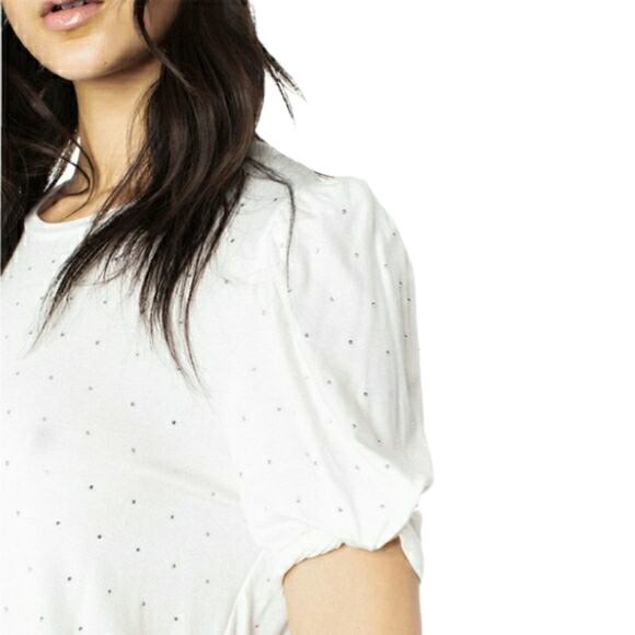 GENERATION LOVE Amelia Crystal embellished puff sleeve tee white t-shirt Size S - Picture 6 of 10
